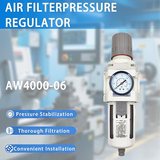 XingNEeng 3/4" NPT Compressed Air Filter Regulator Combo Piggyback, Water/Oil - Image 8