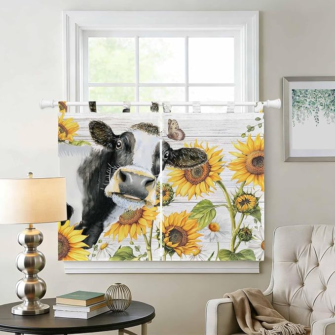 Retro Farmhouse Floral Bedroom Curtains 63 Inch Length, Window Curtains Tab Top - Image 2