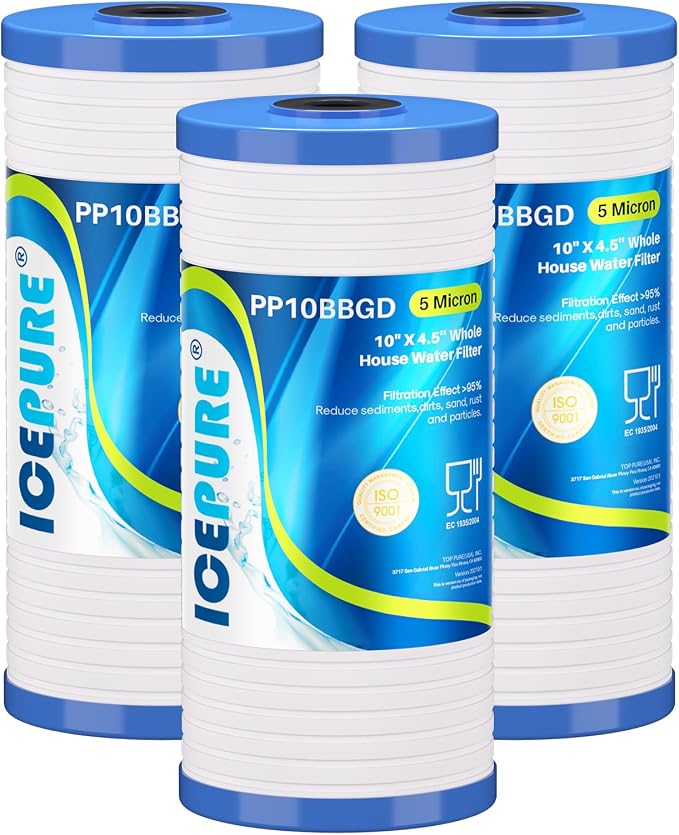 ICEPURE 5 Micron 10" x 4.5" Whole House Water Filter, Replacement by ICEPURE