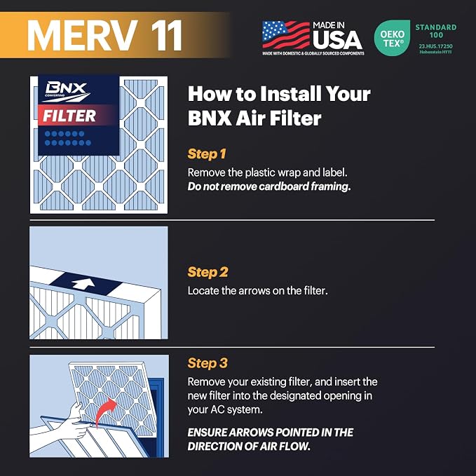 BNX 20x25x1 MERV 11 Air Filter 2 Pack - Image 8