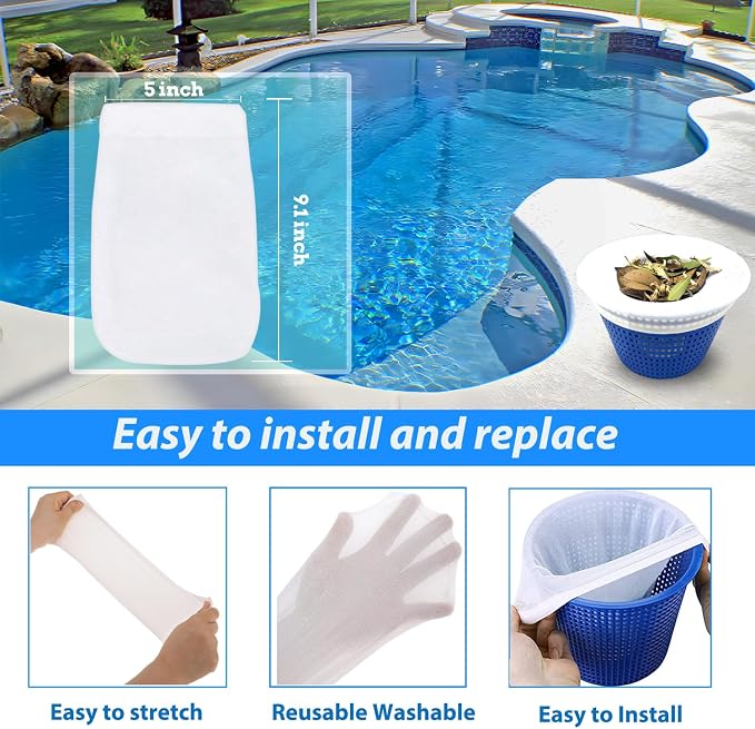 40-Pack Pool Skimmer Socks, Ultra Fine Mesh Screen Skimmer Filter Socks - Image 4