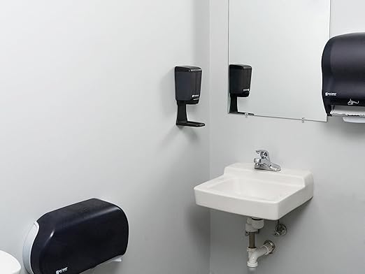 San Jamar Classic Soap Dispenser for Public Restrooms, Manual, Wall Mounted, Refillable, Plastic, 30 Ounce Capacity, Black Pearl (Pack of 6)
