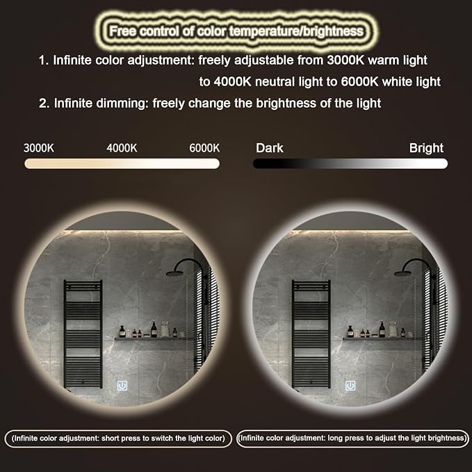 Round Led Bathroom Mirror, Round Bathroom Mirror - Image 3