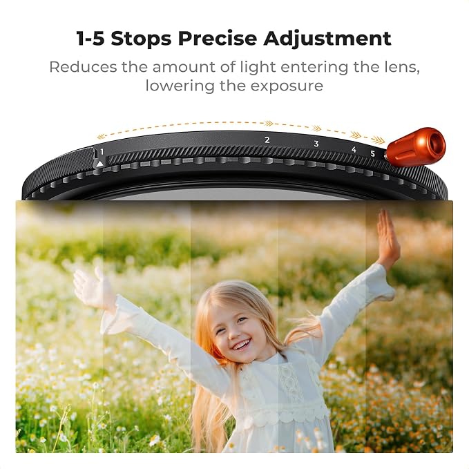 K&F CONCEPT 43mm Black Diffusion Mist Effect 1/4 & Variable ND2-32 & Circular - Image 5