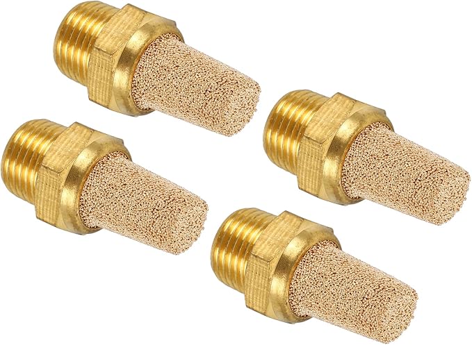 MECCANIXITY 4pcs Male Air Pneumatic Mufflers 1/8" NPT Male Sintered Bronze by MECCANIXITY