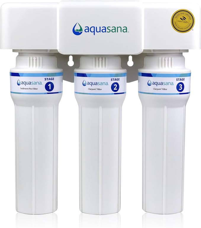 Aquasana Under Sink Water Filter | 3-Stage Max Flow Filtration | Reduces up to by Aquasana