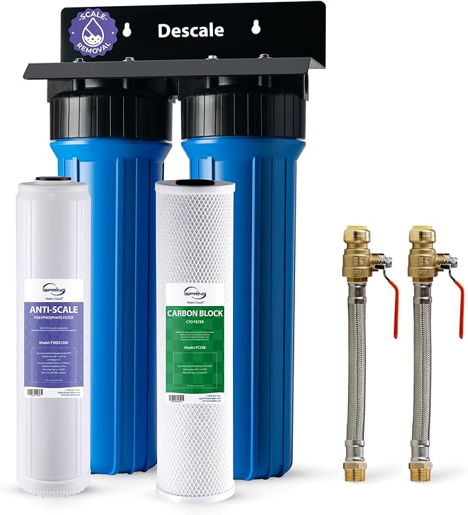 iSpring WGB22B-DS+AHPF12MNPT16X2 2-Stage Whole House Water Filter System w/ by iSpring