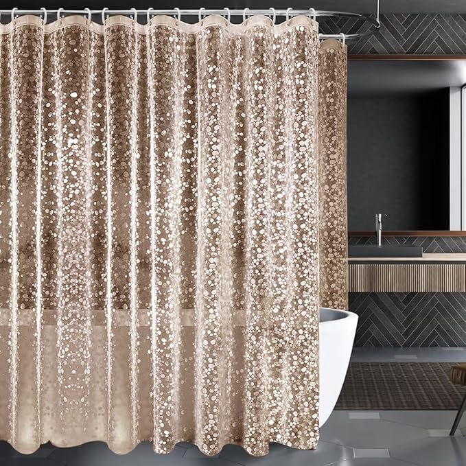 zokyer Clawfoot Tub Shower Curtain Wrap Around Round 180x70 Inch Clear Bathtub Extra Wide Surround Brown ClearTranslucent Transparent Bathroom Panel PEVA Vinyl Hooks 31 Pack