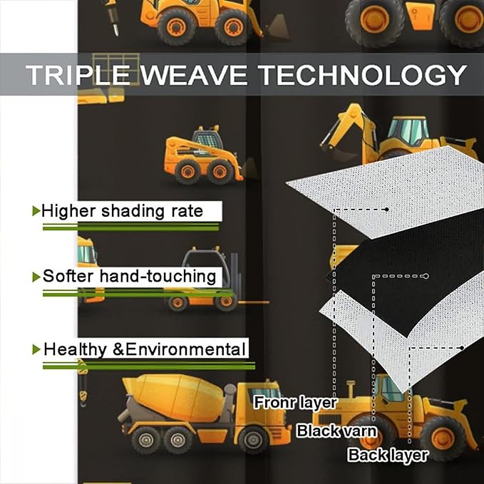 Kids Construction Window Curtains, Construction Machinery Equipment Mode of - Image 7