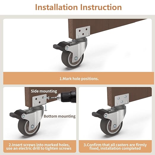 2" L-Shaped Swivel Plate Casters, TPR Silent Furniture Wheels - Image 4