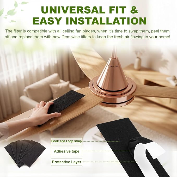 40 Pcs Ceiling Fan Filters for Blades, Fan Air Purifier Pads - Image 7