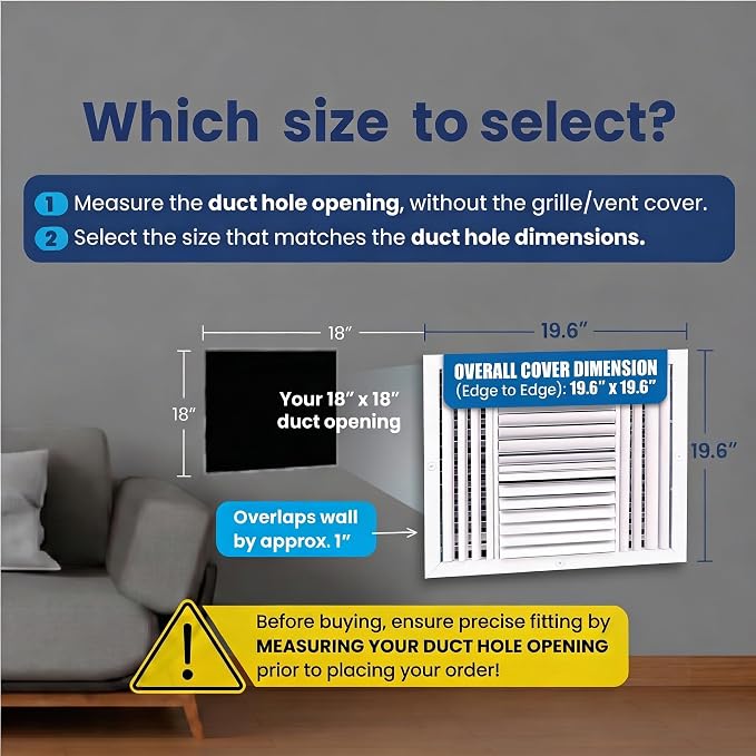 18x18 Aluminum 4-Way Air Register HVAC Vent Cover Wall Ceiling Multi-Shutter - Image 2