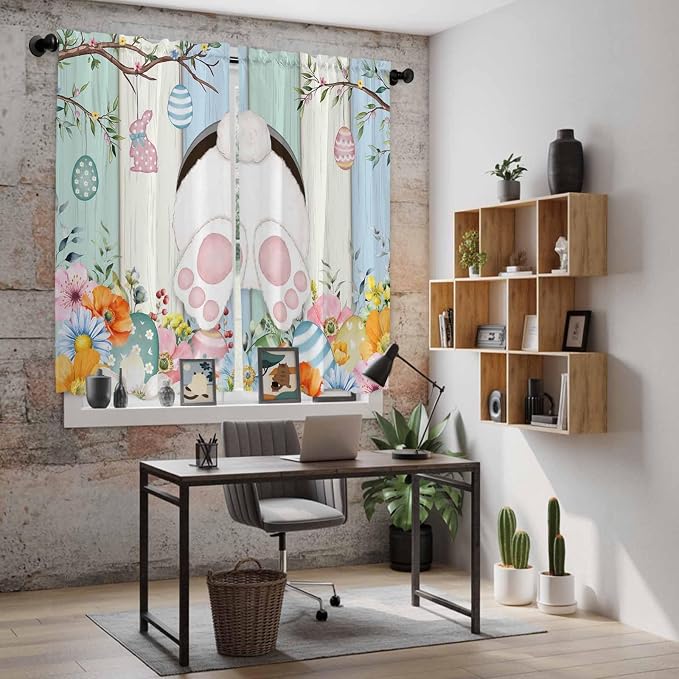 Easter Window Curtains 63 Inch Long 2 Panel Set, Rod Pocket Bedroom Curtains & - Image 6