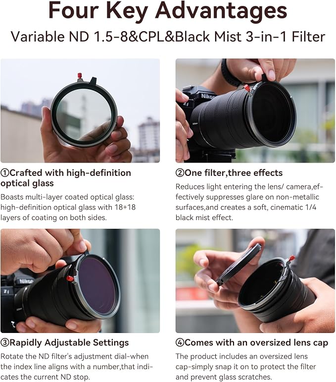 Kase 72mm Variable ND1.5-8 & CPL & Black Mist 3 in 1 Filter - Image 7