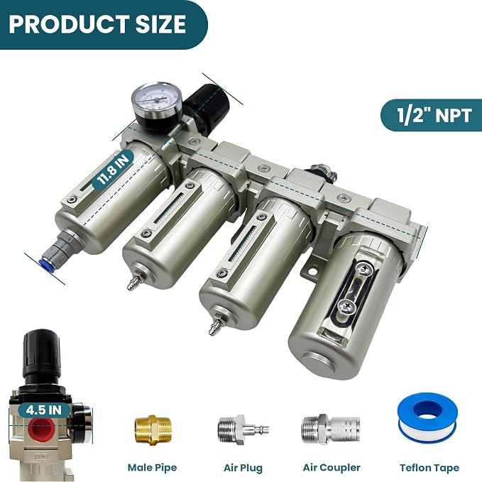 Upgraded 1/2" NPT Industrial Grade 4 Stage Air Drying System, Particulate Filter - Image 4