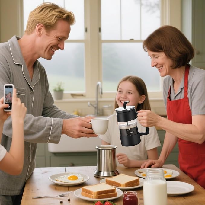 Pressed Coffee Maker 1 Liter – Portable Coffee Press System, Heat Resistant - Image 2