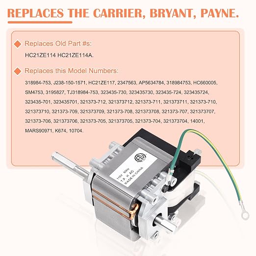 Hiorucet 318984-753 Inducer Motor Kit, Draft Inducer Motor Assembly - Image 7
