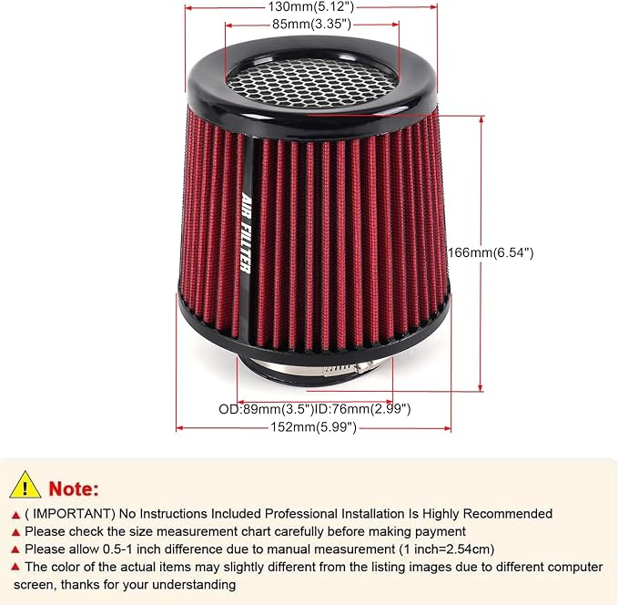 Universal 3 Inch 76mm Air Intake Filter Replacement Cone Air Filters Quality - Image 4