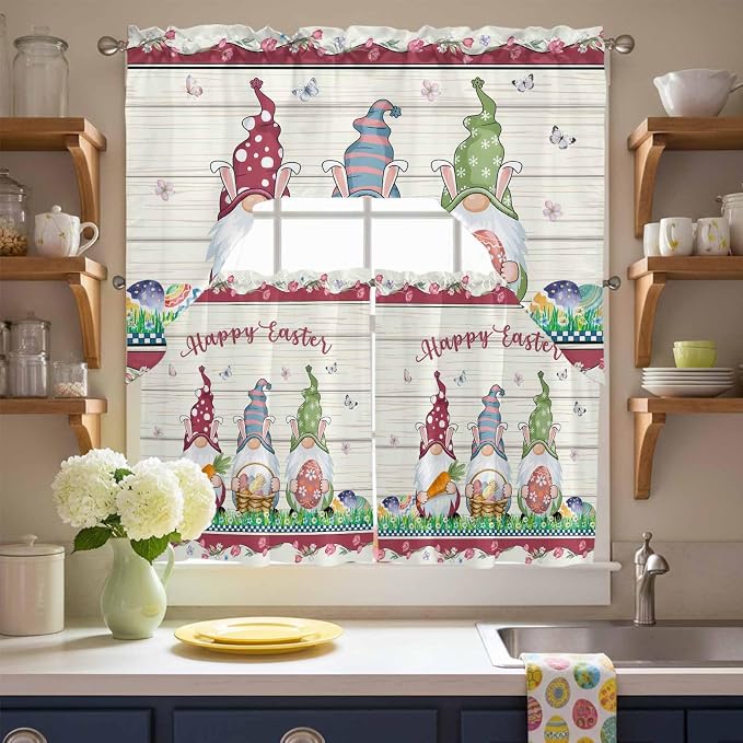 Swag Valance Curtains, Happy Easter Gnomes - Image 8