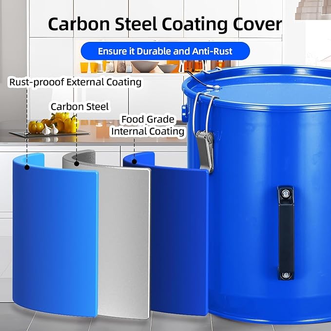 8 Gal Fryer Grease Bucket, Steel Oil Disposal Container - Image 3
