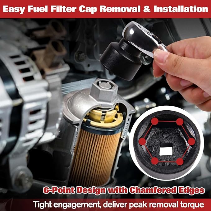 7-Piece Oil Filter Socket Set, 3/8" Drive Low Profile Oil Filter Cap Wrench - Image 3