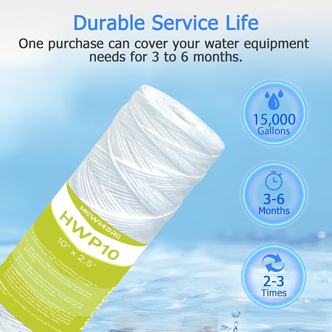 20 Micron Whole House Water Filter Cartridge, String Wound Sediment Filters - Image 6