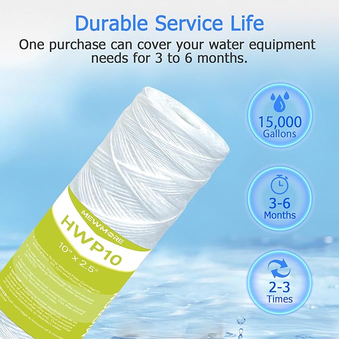 5 Micron Whole House Water Filter Cartridge, String Wound Sediment Filters - Image 6