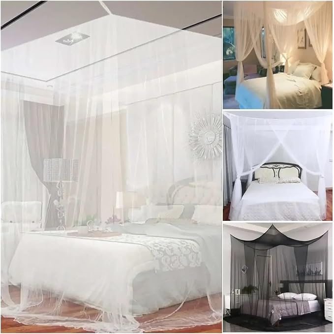 Canopy Bed Curtains Black/White/Beige Elegant Lace Canopy Curtain - Image 2