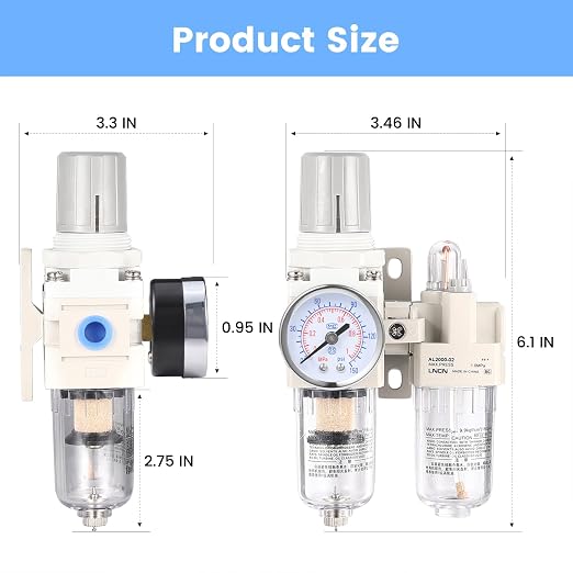 1/4 Inch NPT Compressed Air Filter Air Pressure Regulator Water-Oil Separator - Image 3