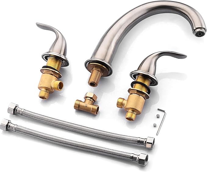 SUMERAIN Classic Roman Bathtub Faucet Brushed Nickel Tub Faucet 3 Hole 2 Handle, Valve Included