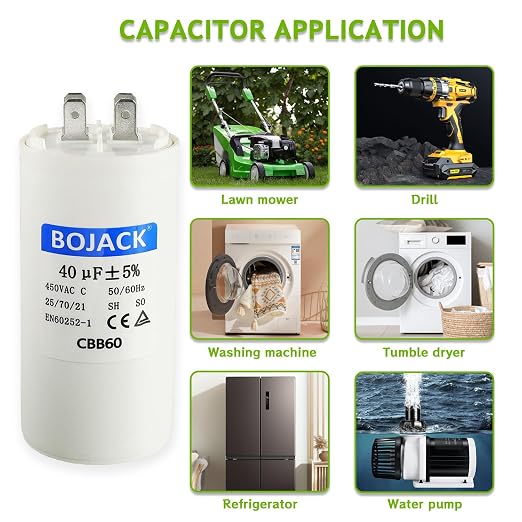 BOJACK CBB60 40uF 450 Volt 50/60Hz AC Capacitor Round Run Start Capacitor - Image 6