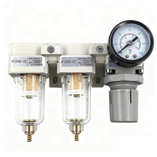 XingNEeng 1/4" NPT Compressed Air Filter Regulator Lubricator Combo, Water/Oil by Unknown