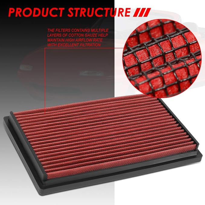 DNA Motoring AFPN-227-RD Clean Air Washable Drop In Panel Air Filter - Image 2