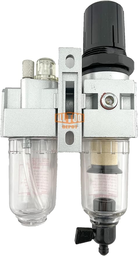 1/4" NPT Mini Compressed Air In Line Filter Regulator Lubricator Oiler Combo - Image 6