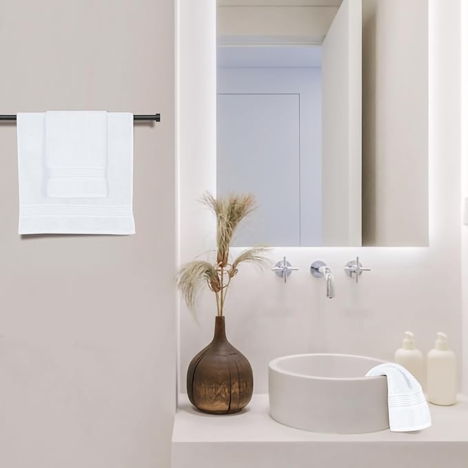 Belizzi Home Ultra Soft Cotton 6 -Piece Hand Towel Set 16x24, Ideal for use in Bathroom, Kitchen, Gym, Spa - Compact, Eco-Friendly, Lightweight - Multi Purpose Hand Towels - White