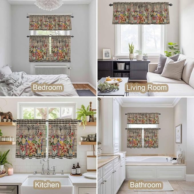 Spring Flowers Kitchen Curtains Set 3 Piece - Image 4