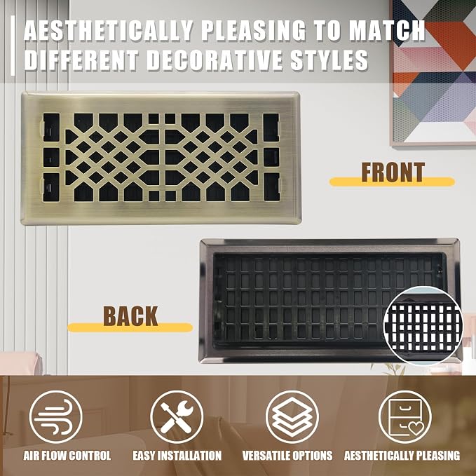 Bronze Color Floor Register Heavy Duty Walkable Steel Ease Adjust Air Vents - Image 2