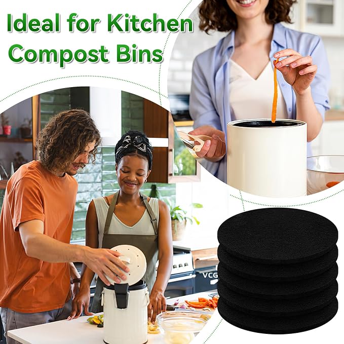 6 Pack Charcoal Filters for Compost Bucket, 6.7 Inch Compost Filters for - Image 7