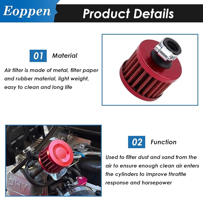 2Pcs 12mm Air Filter Mini Universal Vent Crankcase Cold Air Intake Breathe - Image 3