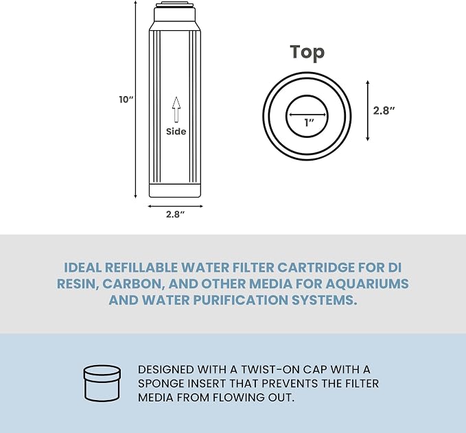 AQUATICLIFE 10" x 2.5" Translucent Refillable Reusable Water Filter Cartridge - Image 3