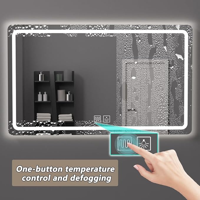 Bathroom Mirror with LED Lights, Lighted Bathroom Makeup Wall Mounted Mirror - Image 3