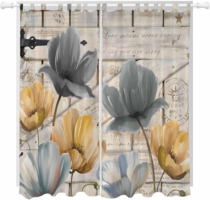 Spring Tulips Flower Living Room Curtains 84 Inch Length, Window Curtains Tab by Unknown