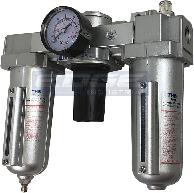 HEAVY DUTY INDUSTRIAL RATED 3 STAGE COMBINATION FILTER REGULATOR LUBRICATOR AIR by THB