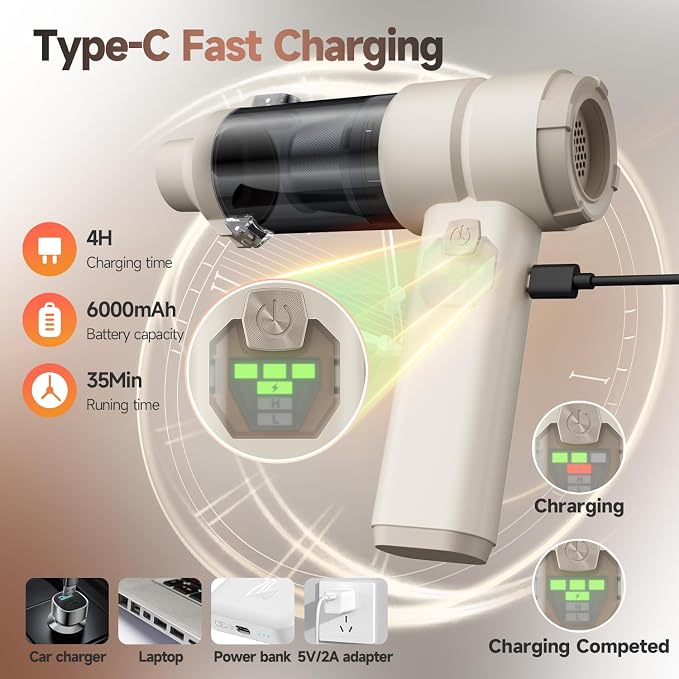 Car Vacuum, Handheld Car Vacuum Cleaner Cordless - Image 5