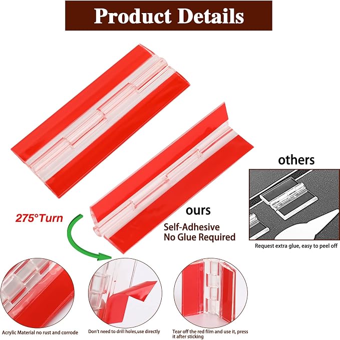 2 Pcs Acrylic Small Plastic Hinges - Image 3