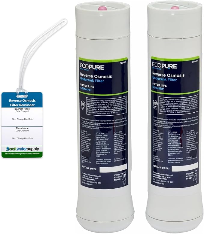 EcoPure Reverse Osmosis Filter Pair by Soft+Water+Supply