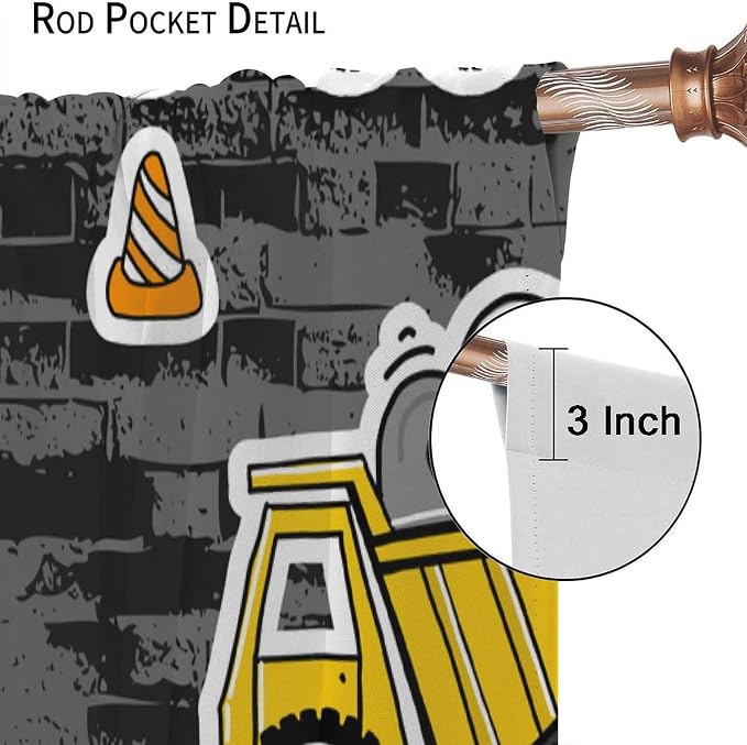 Kids Construction Excavator Window Curtains - Image 6