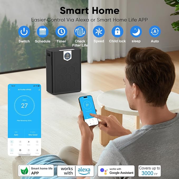 DAYETTE Smart Air Purifiers for Home Large Room, H14 Air Purifier - Image 2