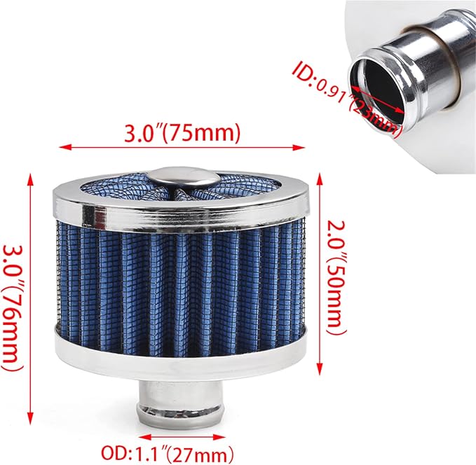 MUGE RACING 23mm Car Air Filter Universal Cold Air Intake Filter High Flow Vent - Image 5