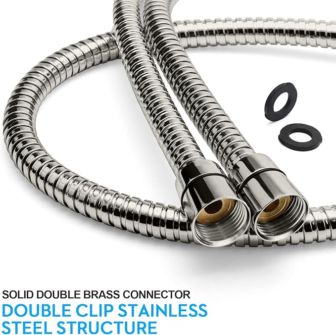 Shower Hose, 79 Inches Extra Long Stainless Steel Handheld Shower Head Hose with Brass Insert and Nut - Durable and Flexible(Brushed Nickel)